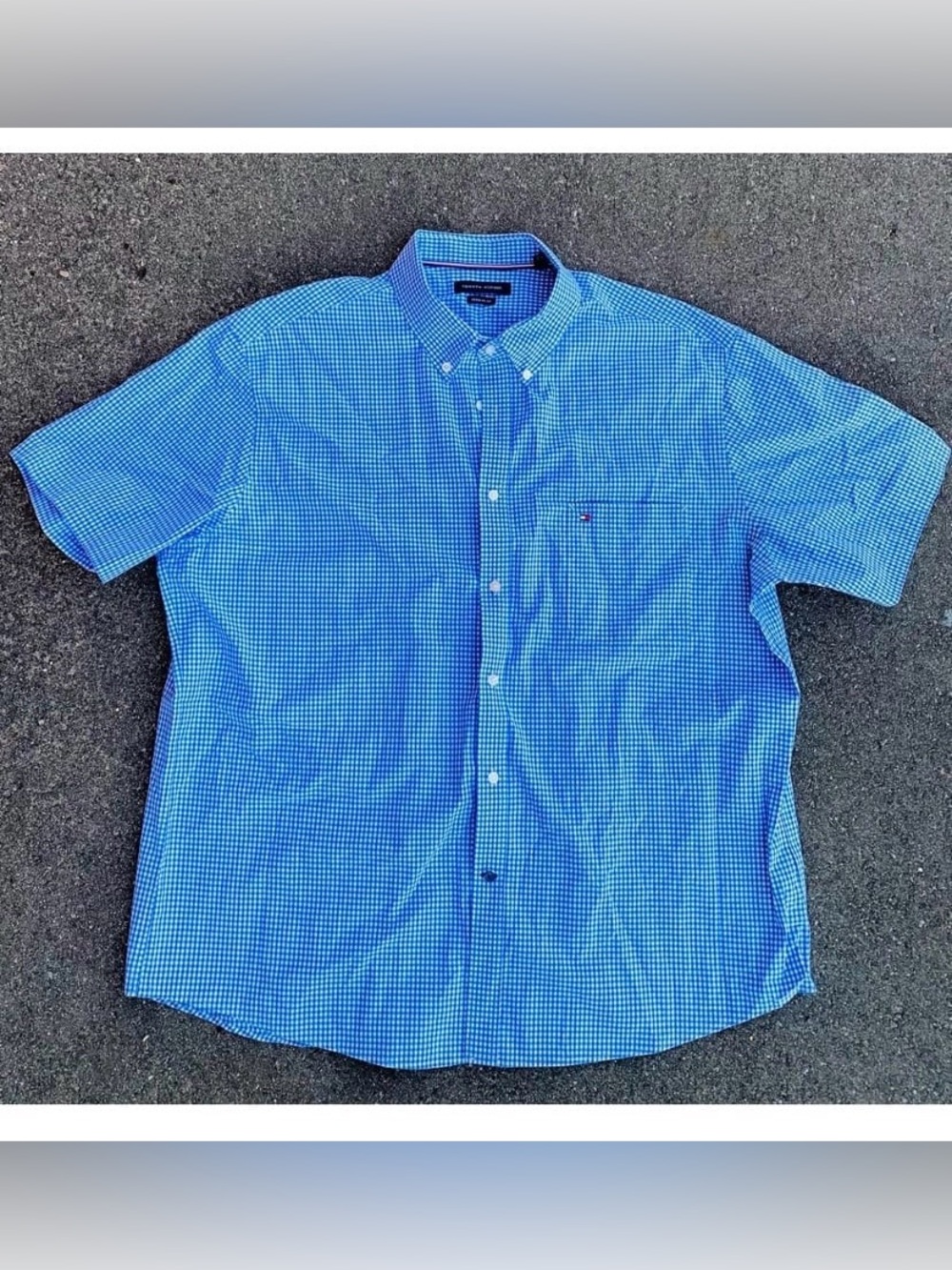 Tommy Hilfiger Men’s Short Sleeve Checkered Button Down Shirt 100% Cotton XXL
